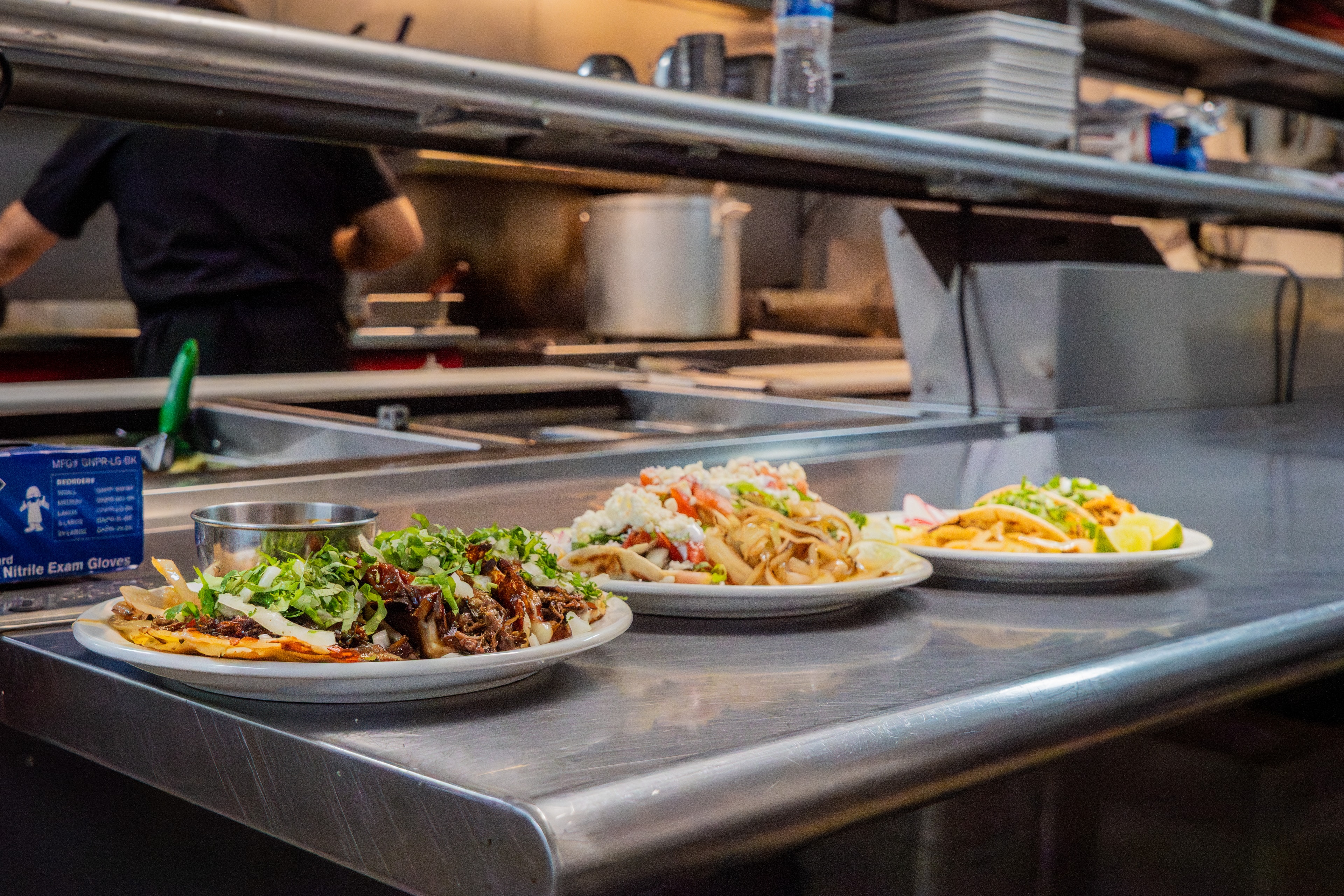 Freshly prepared tacos ready for guests